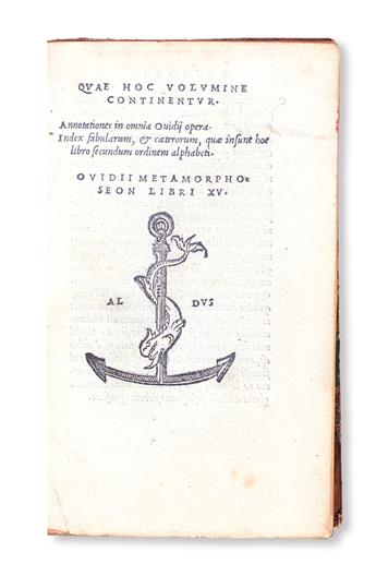 OVIDIUS NASO, PUBLIUS.  Quae hoc volumine continentur: Annotationes . . . Index . . . Metamorphoseon libri XV.  1516